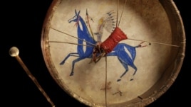 Detail from a Lakota painted drum from the 1860s