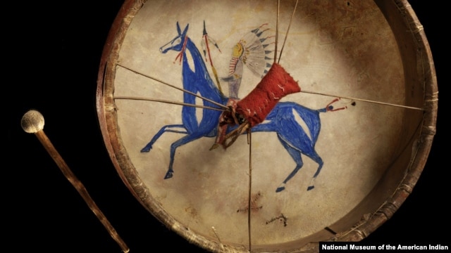 Detail from a Lakota painted drum from the 1860s
