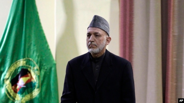 Afghan President Hamid Karzai addesses military officers in Kabul, Afghanistan, February 16, 2013.