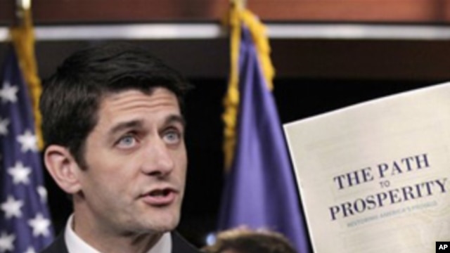 House Budget Committee Chairman Paul Ryan, R-Wis. touts his 2012 federal budget during a news conference on Capitol Hill in Washington,  April 5, 2011