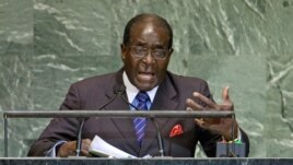 Zimbabwe's President Robert Mugabe addresses the 67th session of the United Nations General Assembly at UN headquarters in New York, September 26, 2012.  