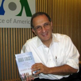 James Zogby with a copy of his new book, 'Arab Voices.'