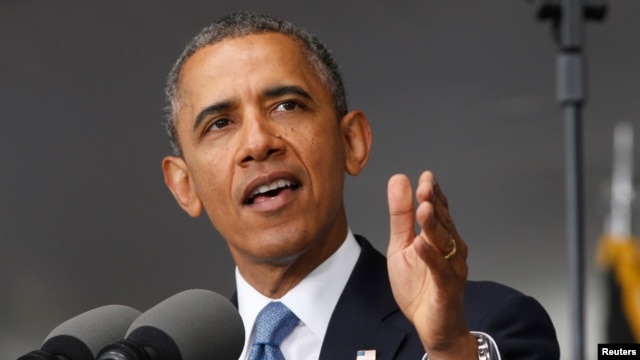 Tổng thống Obama phát biểu tại trường Võ bị Quốc gia Hoa Kỳ ở West Point, New York, 28/5/2014. 