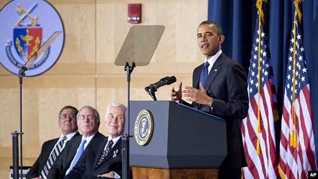 President Barack Obama delivers his speech to the Nunn-Lugar Cooperative Threat Reduction (CTR) symposium at the National Defense University in Washington, Dec. 3, 2012. 