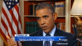 In this image from video pre-taped at the White House in Washington Friday, September 13, 2013, for Sunday morning's ABC program "This Week" President Barack Obama answers questions about pressing national and international issues.