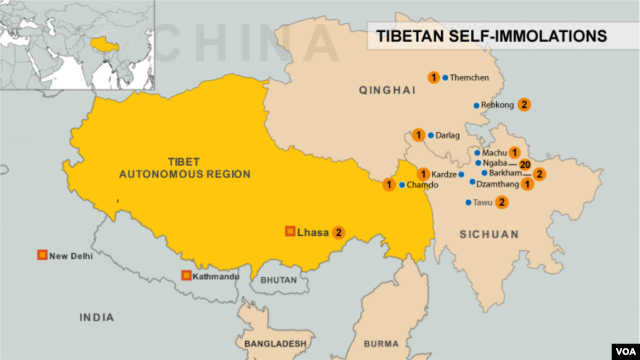 Tibet Immolation Map