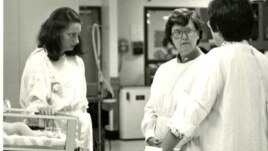 Dr. Mary Ellen Avery, center, working in 1977