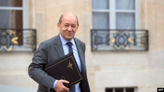 French Defense Minister Jean-Yves Le Drian at Elysee presidential Palace in this February 6, 2013 file photo.