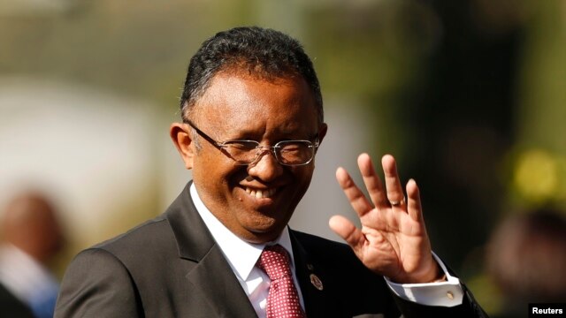 FILE - Madagascar's President Hery Rajaonarimampianina, May 24, 2014.