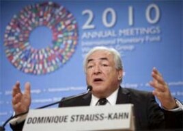 International Monetary Fund's Managing Director Dominique Strauss-Kahn warns against a race to devalue currencies