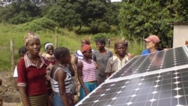 Photovoltaic cells in the solar panels, such as these in a village in Benin, convert sunlight into electricity (SELF)