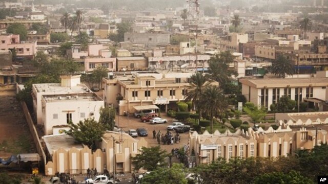 General view over the offices of the state radio and television broadcaster after Malian soldiers announced a coup d'etat, in the capital Bamako, March 22, 2012.
