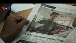 Sam Chanty, Chut Wutty’s wife, said she did not believe her husband was shot by In Ratana, or that In Ratana had been shot twice in the torso by accident.