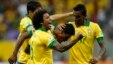 Brazil's Paulinho (2nd R) celebrates with his teammates after scoring a goal during their Confederations Cup Group A soccer match against Japan at Estadio Nacional in Brasilia, June 15, 2013.