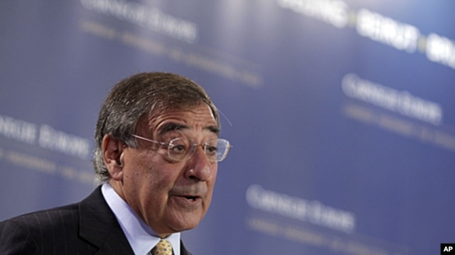 US Defense Secretary Leon Panetta speaks during a Carnegie Think Tank event at the Conrad Hotel in Brussels, October 5, 2011.