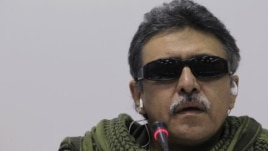 Member of the Revolutionary Armed Forces of Colombia [FARC] rebel group Jesus Santrich talks to the media during a news conference in Havana, January 24, 2013.