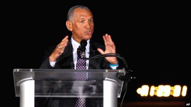 NASA Administrator Charles Bolden congratulates SpaceX after the rocket was launched successfully. (Reuters)