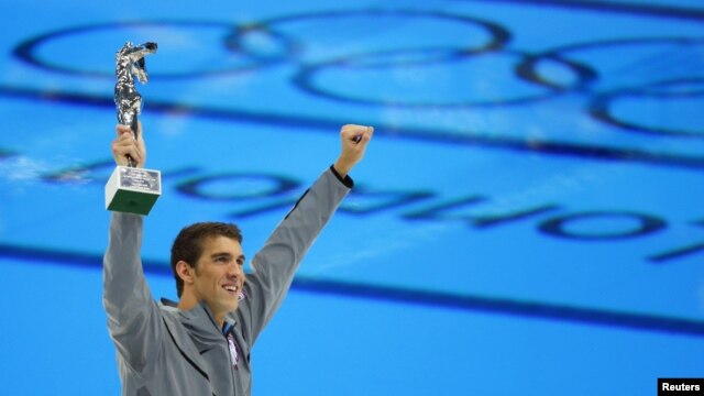 Michael Phelps tại Trung tâm Bơi lội ở Olympic London, 4/8/2012