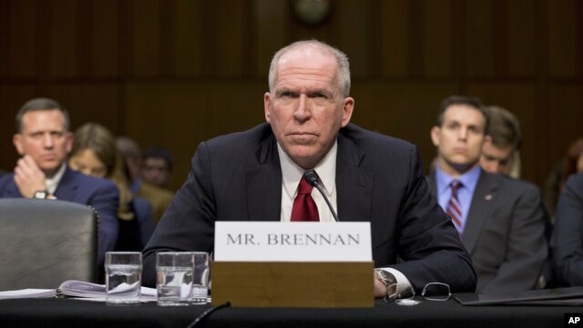Ông John Brennan bênh vực cho chương trình sử dụng máy bay không người lái trong buổi điều trần chuẩn thuận tại Điện Capitol, ngày 7/2/2013.