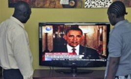 Kenyans in Nairobi watch President Obama announce the death of bin Laden.