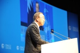 United Nations Secretary General Ban Ki-moon wants delegates at the UN Conference on Climate Change in Doha to speed up their work on an agreement.
