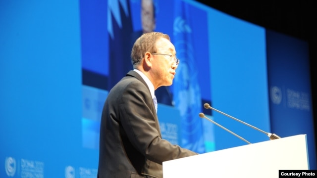 Tổng thư ký LHQ Ban Ki-moon kêu gọi các đại biểu tại hội nghi mau chóng xúc tiến đạt thỏa hiệp về biến đổi khí hậu. 