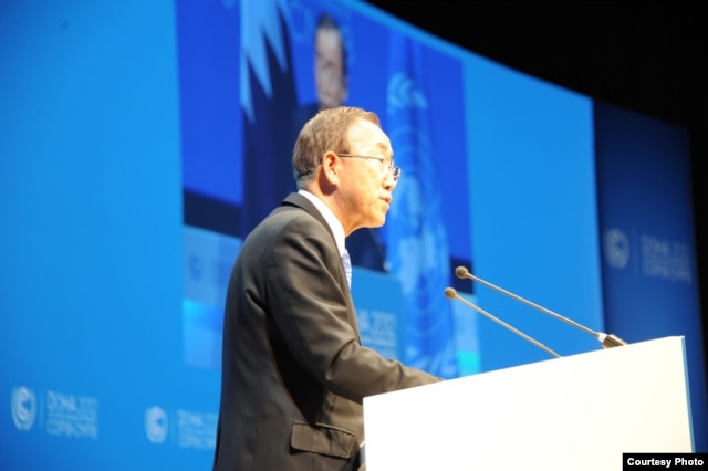United Nations Secretary General Ban Ki-moon wants delegates at the UN Conference on Climate Change in Doha to speed up their work on an agreement.