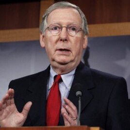 Senate Minority Leader Mitch McConnell, R-Ky., speaks during a news conference following two votes on tax cuts on Capitol Hill in Washington, 04 Dec 2010