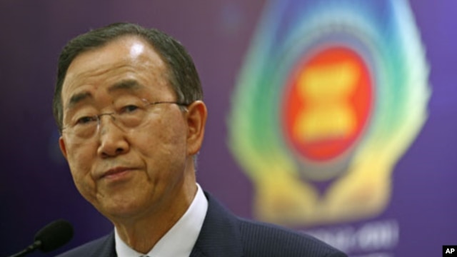 United Nations Secretary General Ban Ki-moon attends a news conference at the East Asia Summit in Nusa Dua, Bali, November 19, 2011.