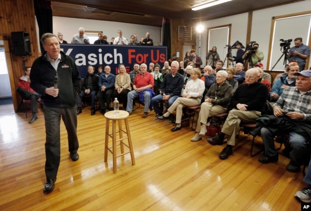 Republican presidential candidate, Ohio Gov. John Kasich speaks during a campaign stop, Feb. 2, 2016, in Newbury, N.H.