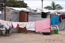 A tent city in downtown Port-au-Prince, Haiti
