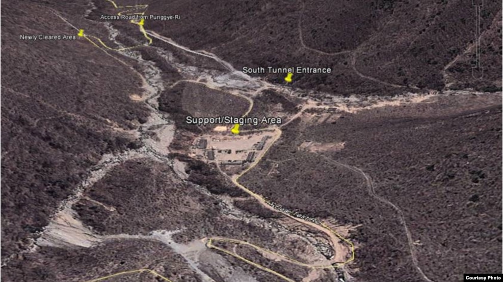 Imagen satelital de Punggye-ri, el sitio de pruebas nucleares norcoreanas, proporcionada por el grupo 38 North.