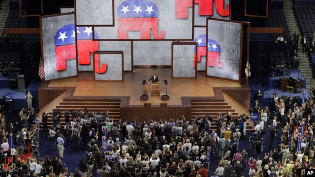 Chairman of the Republican National Committee Reince Priebus gavels the Republican National Convention open in Tampa, Florida, Monday, Aug. 27, 2012. 