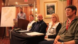 Shell Oil incident commander Susan Childs, second from right, answers a question about the grounding of the drill ship Kulluk at a press conference, Monday, Dec. 31, 2012 in Anchorage.