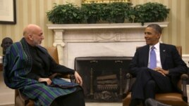 Predsednici Avganistana, Hamid Karzai, i Sjedinjenih Država, Barak Obama, tokom razgovora u Beloj kući, 11. januar 2013.
