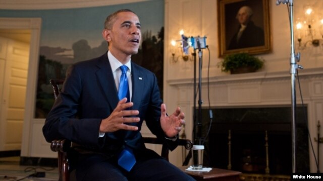 Tổng thống Hoa Kỳ Barack Obama trong bài diễn văn hàng tuần, ngày 28/9/2012.