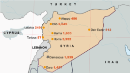 Protestor Deaths Across Syria (click to enlarge)