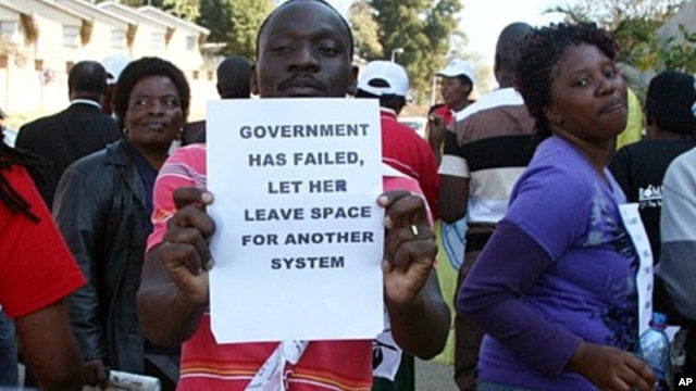 Activists demonstrate in the streets of  Swaziland capital, Mbabane (file photo)