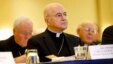 FILE - Archbishop Carlo Maria Vigano, Apostolic Nuncio to United States, listens to remarks at the United States Conference of Catholic Bishops' annual fall meeting in Baltimore, Maryland, Nov. 16, 2015.