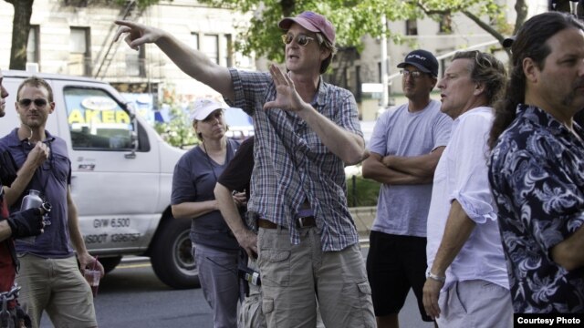 Director David Koepp on the set of Columbia Pictures' "Premium Rush," starring Joseph Gordon-Levitt. (Photo: Sarah Shatz)