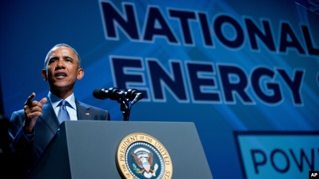 El presidente Barack Obama habla sobre energía renovable en el Centro de Convenciones Mandalay Bay Resort, en Las Vegas.
