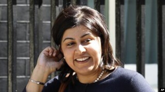 Britain's Conservative Party co-chairman, and Minister without Portfolio, Sayeeda Warsi arrives for a cabinet meeting at Downing Street in London (File Photo).