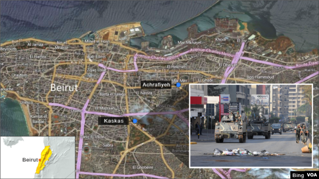 MAP: Kaskas neighborhood of Beirut, Lebanon