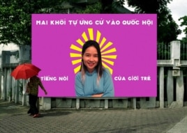 Poster quảng bá chiến dịch tự ứng cử Đại Biểu Quốc Hội của Mai Khôi. (ảnh do Mai Khôi cung cấp).