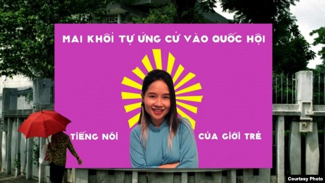 Poster quảng bá cho chiến dịch tự ứng cửa Đại Biểu Quốc Hội của Mai Khôi. (ảnh do Mai Khôi cung cấp).
