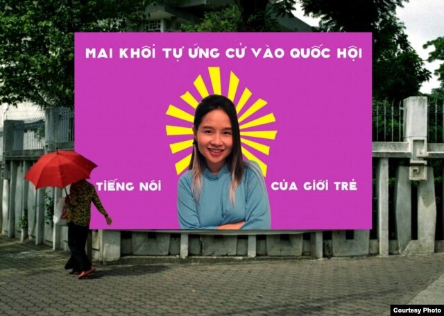 Poster quảng bá chiến dịch tự ứng cử Đại Biểu Quốc Hội của Mai Khôi. (ảnh do Mai Khôi cung cấp).
