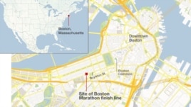 Location of the marathon finish line in Boston, Massachusetts, where two deadly explosions occurred.