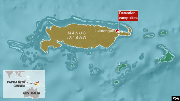 Trại tạm giữ trên đảo Manus, Papua New Guinea.