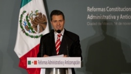 Mexico's President-elect Enrique Pena Nieto delivers a speech during an event in Mexico City, Wednesday, Nov. 14, 2012. 