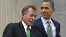 Predsedavajući Predstavničkog doma Džon Bejner i predsednik Barak Obama (arhivski snimak)